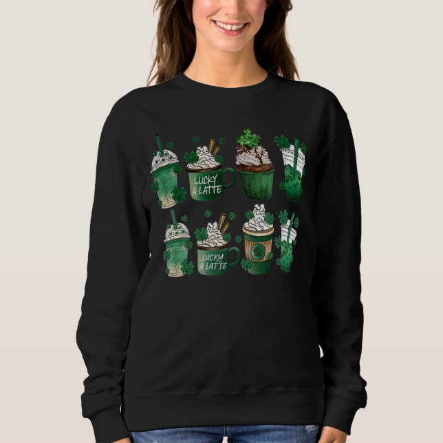 St patricks day Coffee Lucky Latte Grönt Irish Sha T Shirt (Framsida)
