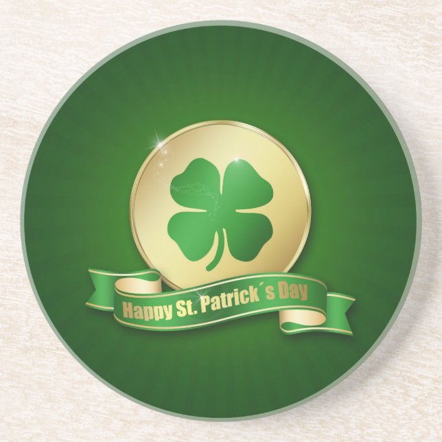 St. Patrick's Day Coin Shamrock Underlägg Sandsten (Framsidan)