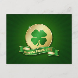 St. Patrick's Day Coin Shamrock Vykort