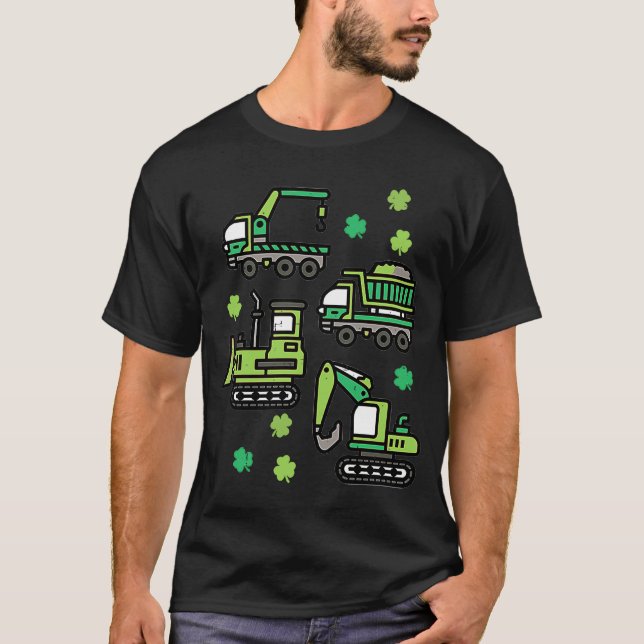 St patricks day Construction Lastbilar Funny Boys  T Shirt (Framsida)