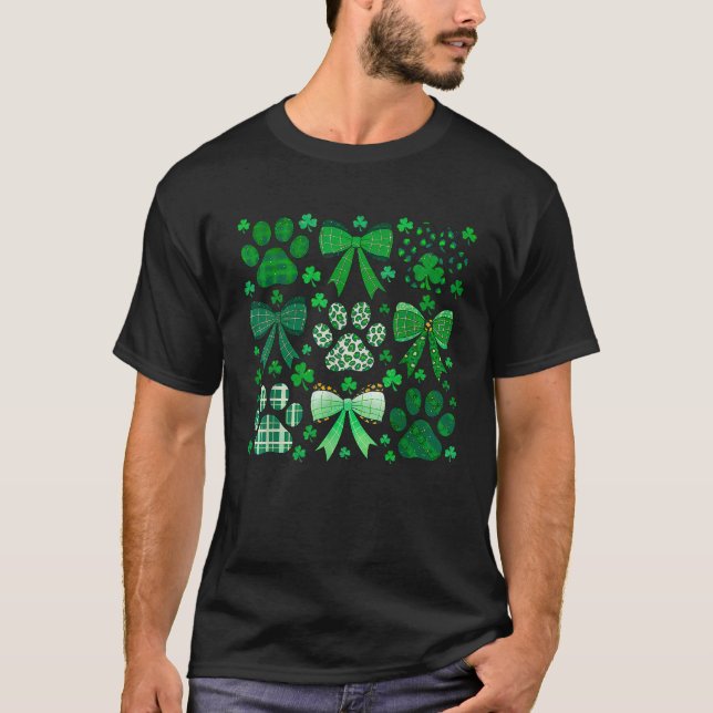 St patricks day Coquette Bow Hund älskare Irish Gi T Shirt (Framsida)