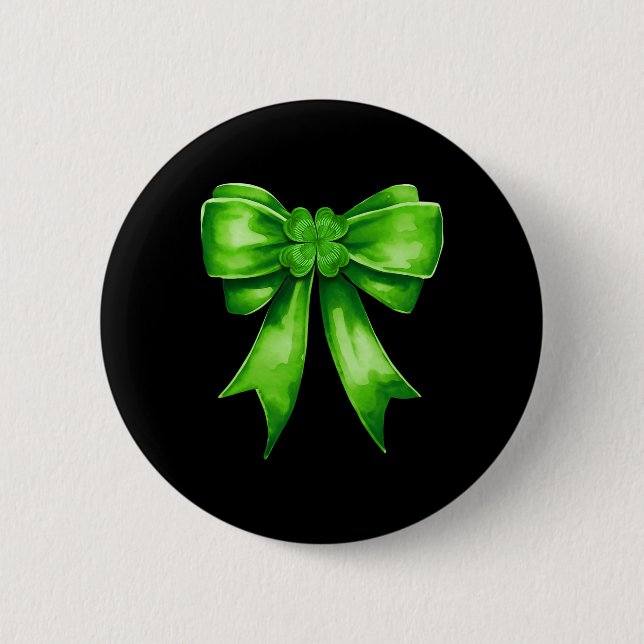 St. Patrick's Day Coquette Shamrock Irländska grön Knapp (Framsida)