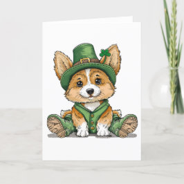 St. Patrick's Day Corgi Hund Helgkort