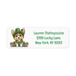 St. Patrick's Day Corgi Hund Returadress Etikett