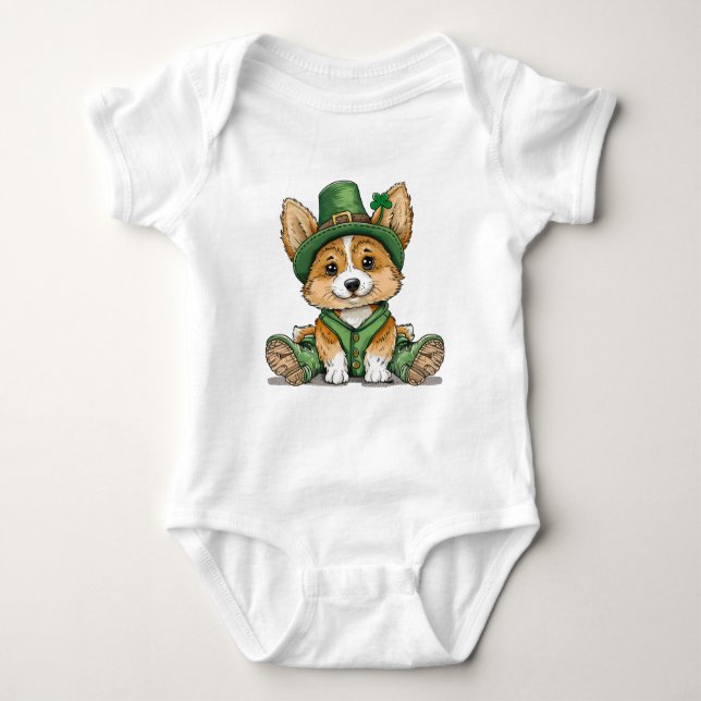 St. Patrick's Day Corgi Hund T Shirt (Framsida)