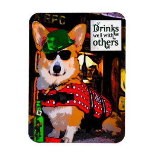 St patrick's day Corgi Magnet