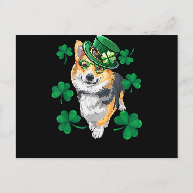 St patrick's day Corgi Vykort (Framsida)