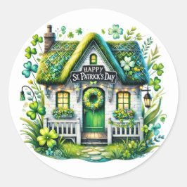 St patricks day Cottage Illustration Runt Klistermärke
