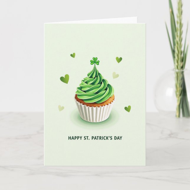 St Patricks Day Cupcake Card Kort (Framsida)