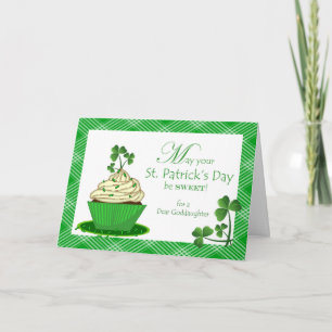 St. Patrick's Day Cupcoa för Goddotters skull Kort