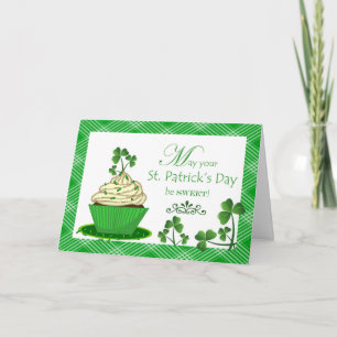 St. Patrick's Day Cuppie med Shamrocks Kort