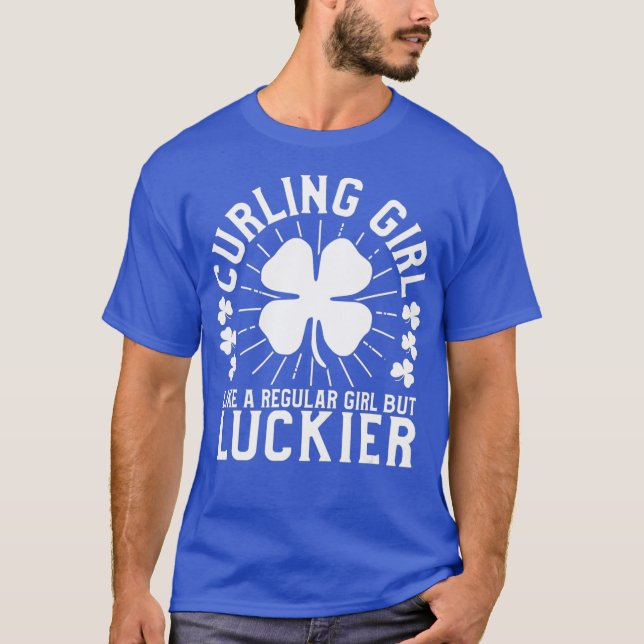 st patricks day Curling Girl Curler Gift T Shirt (Framsida)