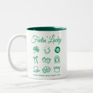 St patricks day Cute Doodle Art Lucky Irish Två-Tonad Mugg
