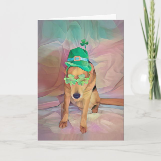 St patricks day Cute Funny Irish Hipster Hund Kort (Framsida)