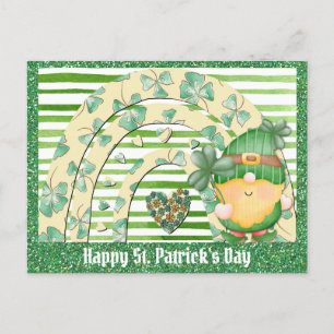 St patricks day Cute Gnome Grönt Shamrock Vykort