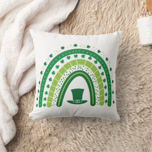 St. Patricks Day Cute Grönt Klöver Rainbow Kudde