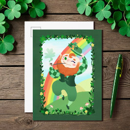 St. Patrick's Day Cute Leprechaun Vykort