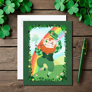 St. Patrick's Day Cute Leprechaun Vykort