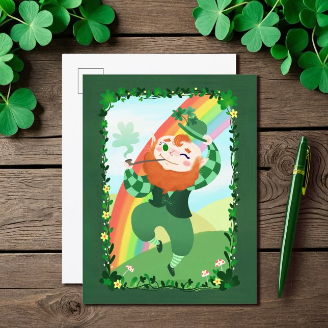 St. Patrick's Day Cute Leprechaun Vykort (Skapare uppladdad)