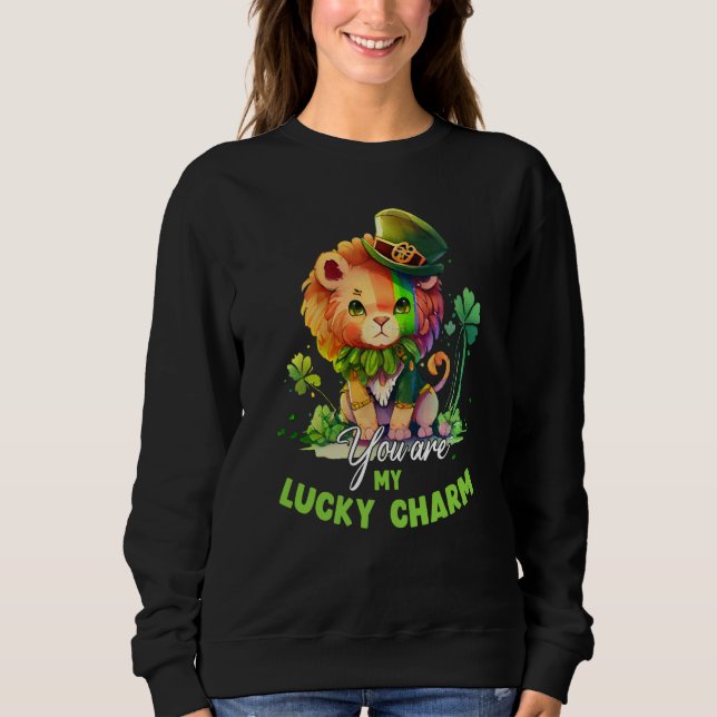 St Patricks Day Cute Luck Charm Lion Kids T Shirt (Framsida)