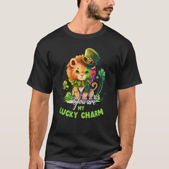 St Patricks Day Cute Luck Charm Lion Kids T Shirt (Framsida)