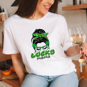 St patricks day Cute mamma ansikte Retro Lucky mam T Shirt