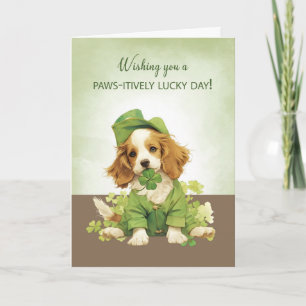 St. Patricks Day Cute Puppy Hund Lucky Önskemål Kort