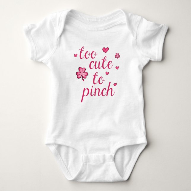 St. Patricks Day Cute Rosa to Cute to Pinch Girls T Shirt (Framsida)
