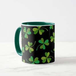 St patricks day Cute Shamrock Mönster Grönt Black Mugg