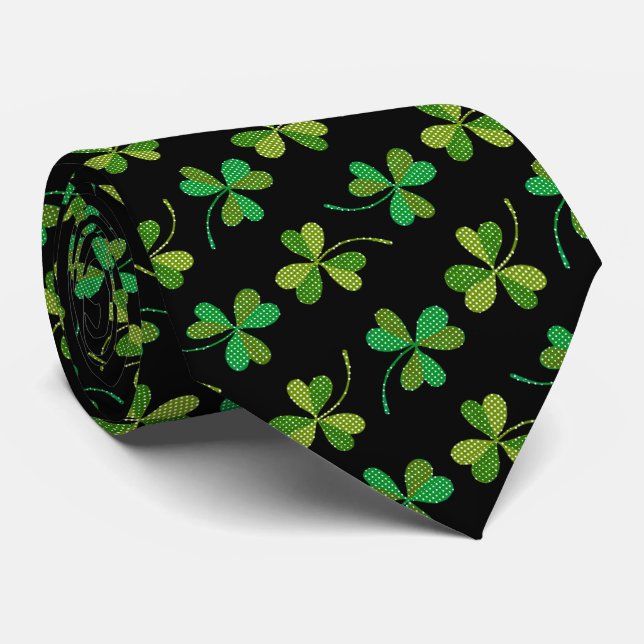 St patricks day Cute Shamrock Mönster Grönt Black Slips (Rullad)