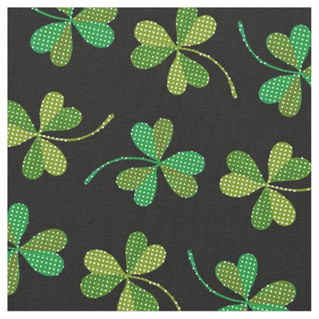 St patricks day Cute Shamrock Mönster Grönt Black Tyg (Närbild)