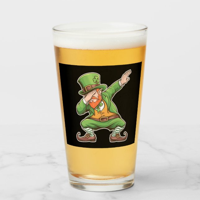 St Patricks Day Dab Dabbar Leprechaun i grönt  Glaskopp (Framsida fylld)