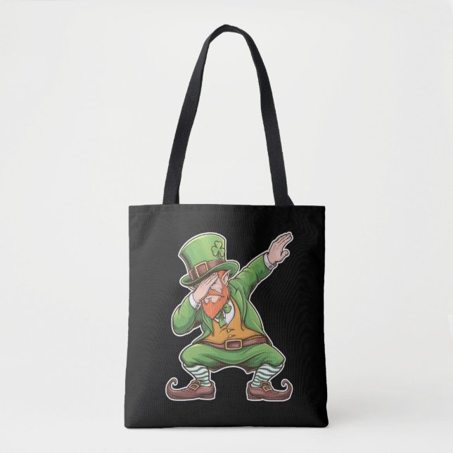 St Patricks Day Dab Dabbar Leprechaun i grönt  Tygkasse (Framsida)
