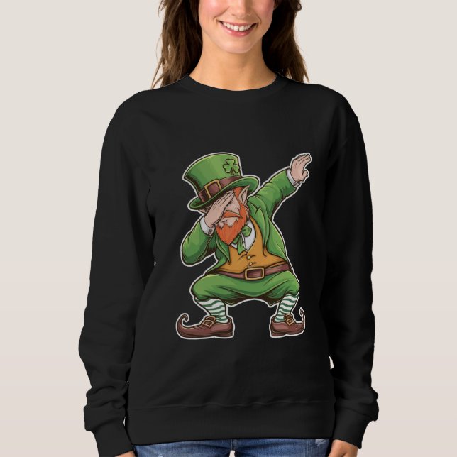 St Patricks Day Dab Dabbing Leprechaun i grönt  T Shirt (Framsida)