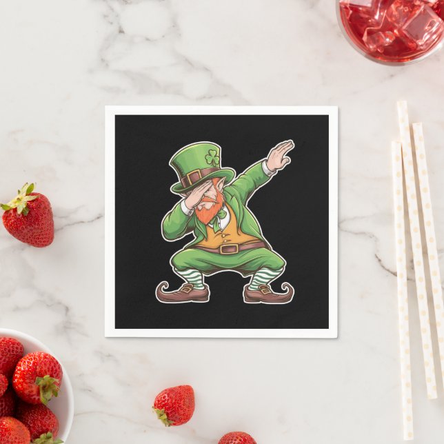 St patricks day Dab Dabbing Leprechaun in Grönt Pappersservett (Insitu)
