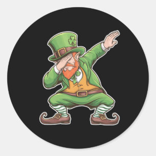 St patricks day Dab Dabbing Leprechaun in Grönt Runt Klistermärke