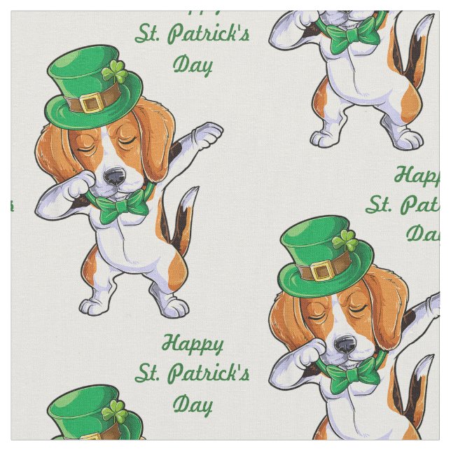 St. Patrick's Day Dabbing Beagle Tyg (Närbild)