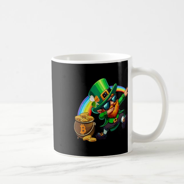 St patricks day Dabbing Bitcoin Rainbow Leprechaun Kaffemugg (Höger)