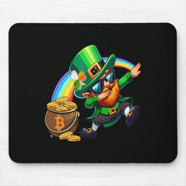 St patricks day Dabbing Bitcoin Rainbow Leprechaun Musmatta (Framsidan)