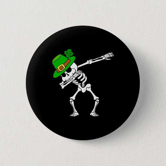 St. Patrick's Day Dabbing Dab Skeleton Irish Rolig Knapp (Framsida)