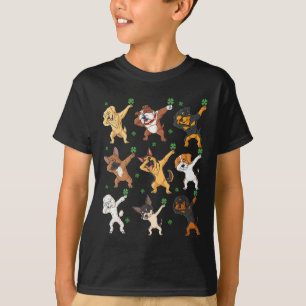St patricks day Dabbing Hundar Holding Klöver Boys T Shirt