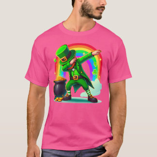 St Patricks Day Dabbing Leprechaun Boys Girls Men  T Shirt
