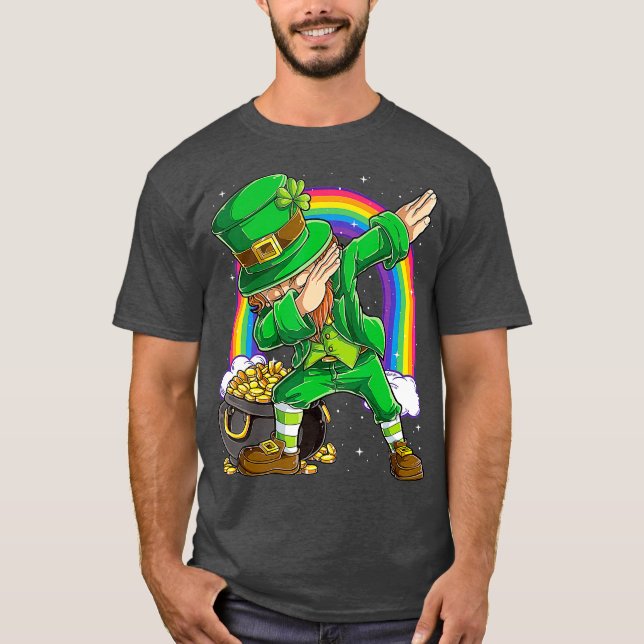 St patricks day Dabbing Leprechaun Boys Kids Manar T Shirt (Framsida)