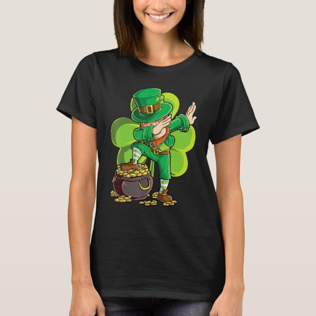 St Patricks Day Dabbing Leprechaun Boys Men Funny  T Shirt (Framsida)
