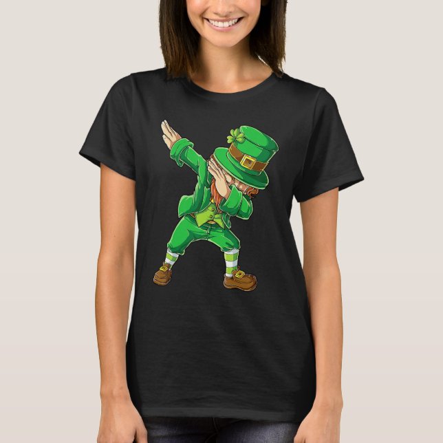 St Patricks Day Dabbing Leprechaun Boys Men Funny  T Shirt (Framsida)