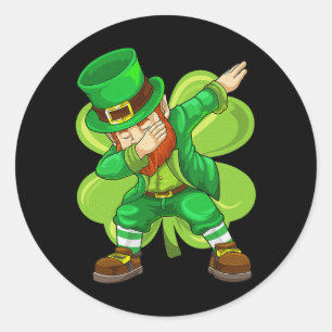 St patricks day Dabbing Leprechaun Irish Shamrock Runt Klistermärke
