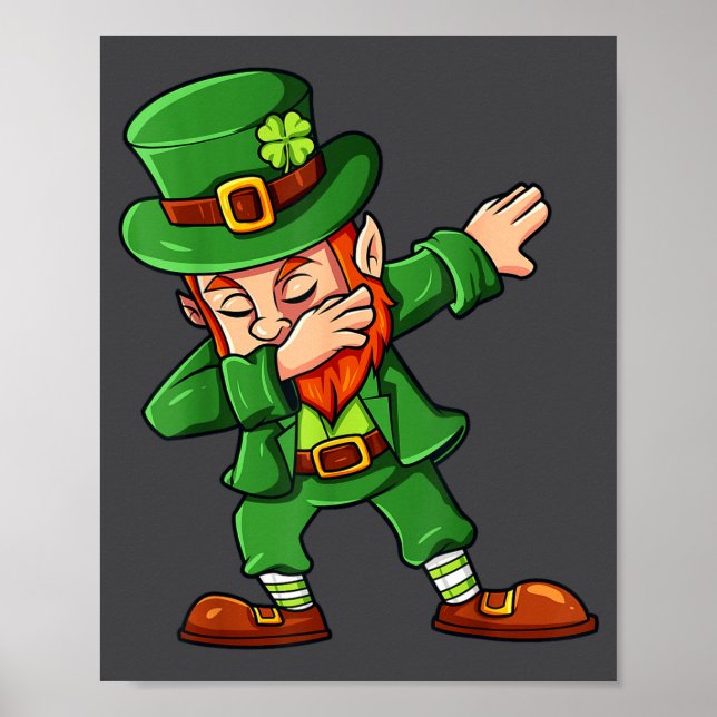 St Patricks Day Dabbing Leprechaun Irländska Pojka Poster (Framsidan)