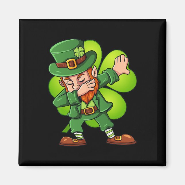St patricks day Dabbing Leprechaun Klöver Boys Gir Magnet (Framsidan)