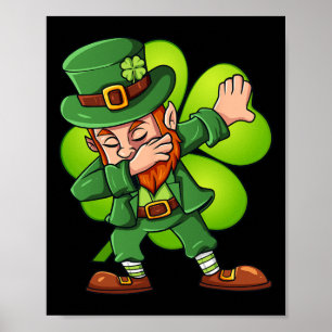 St patricks day Dabbing Leprechaun Klöver Boys Gir Poster