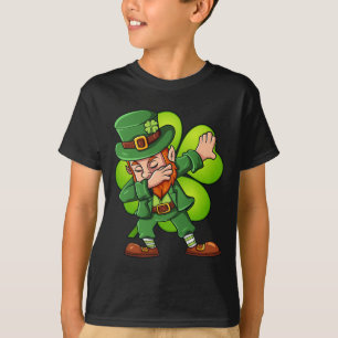 St patricks day Dabbing Leprechaun Klöver Boys Gir T Shirt